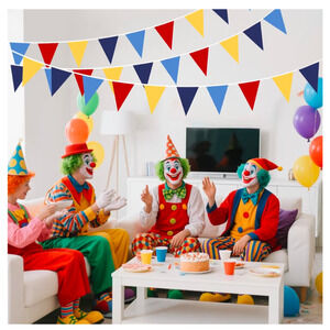 Red‎ Blue Yellow Pennant Banner Decorations Garland Flags 100 Feet Brand New